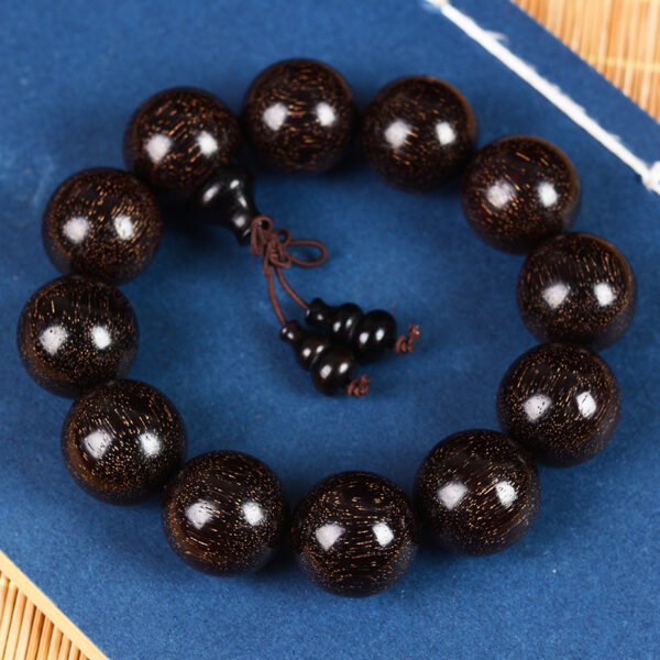 African full gold star small leaf red sandalwood bracelet high density blood sandalwood - natural wooden Buddhist rosary necklace, meditation prayer practice, Zen gift for men and women - Image 2