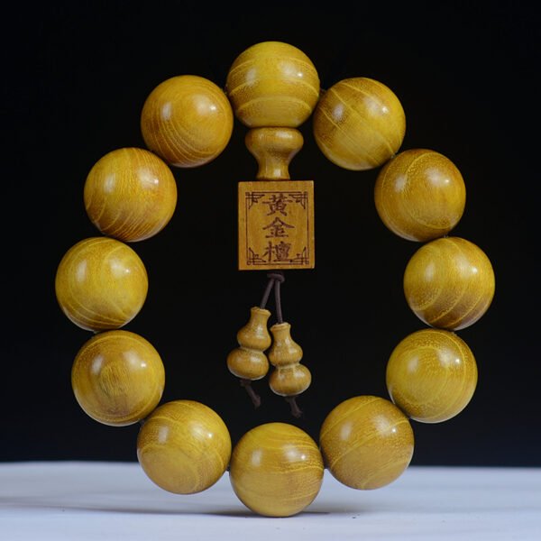 Gold Sandalwood Hand String Boutique Small Hole Square Brand Accessories Buddha Bead Bracelet Symbolizes Wealth and Prosperity - Image 4