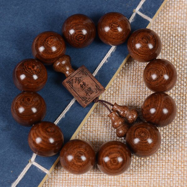 Submerged old material gold wire sandalwood bracelet, exquisite Buddhist bead bracelet symbolizing auspiciousness, wealth and prosperity - Image 3