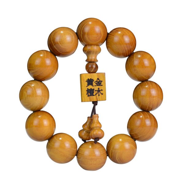 Gold Sandalwood Hand String Boutique Small Hole Square Brand Accessories Buddha Bead Bracelet Symbolizes Wealth and Prosperity