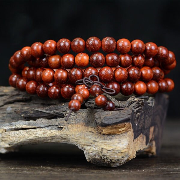 Brazilian Red Pear Wood Handmade Polishing 108 Buddhist Beads Boutique Bracelet - Image 4