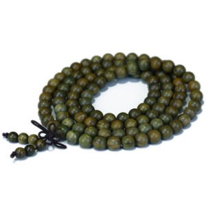 Green sandalwood 108 beads bracelet - natural fragrant wood Buddhist prayer beads, stress relief and meditation bracelet, protective gift for men and women