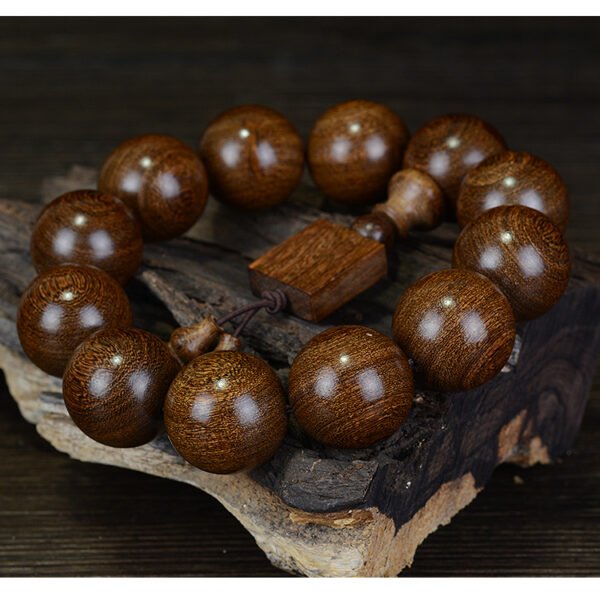 Submerged old material gold wire sandalwood bracelet, exquisite Buddhist bead bracelet symbolizing auspiciousness, wealth and prosperity - Image 2