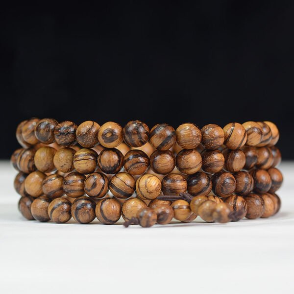 Vietnamese natural agarwood bracelet 108 beads | Phu Son red clay sinking grade Buddhist beads, sweet frankincense meditation accessories - Image 3