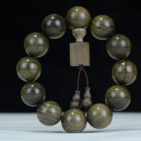 Golden nanmu Buddhist beads bracelet - natural fragrant wood Buddhist prayer beads, stress relief meditation bracelet, protective gift for men and women - Image 3