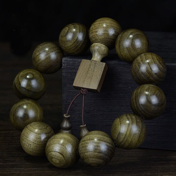 Golden nanmu Buddhist beads bracelet - natural fragrant wood Buddhist prayer beads, stress relief meditation bracelet, protective gift for men and women - Image 4