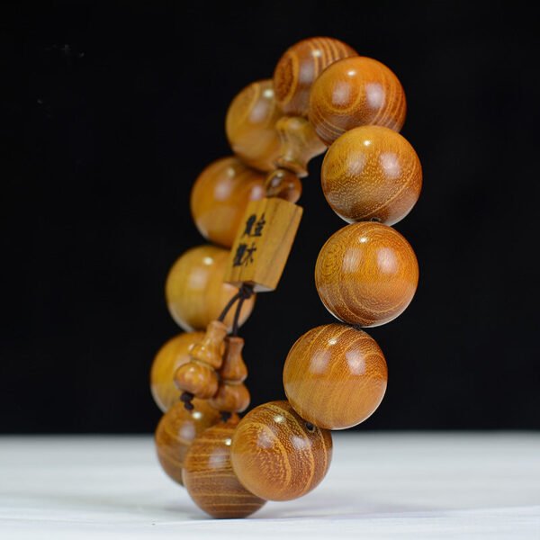 Gold Sandalwood Hand String Boutique Small Hole Square Brand Accessories Buddha Bead Bracelet Symbolizes Wealth and Prosperity - Image 2