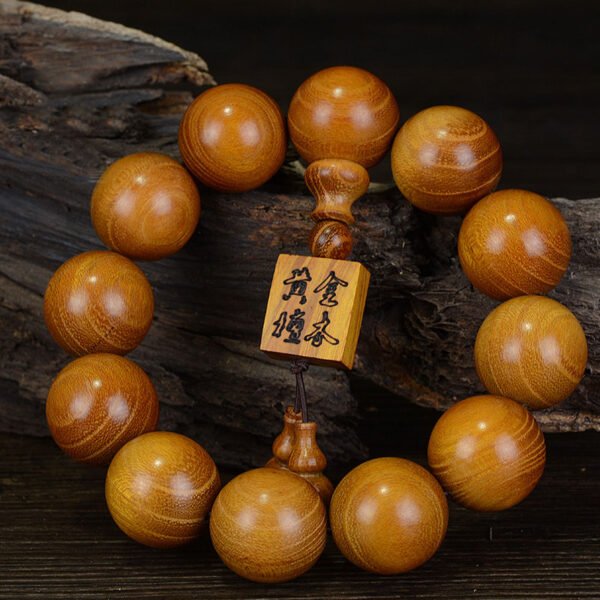 Gold Sandalwood Hand String Boutique Small Hole Square Brand Accessories Buddha Bead Bracelet Symbolizes Wealth and Prosperity - Image 3