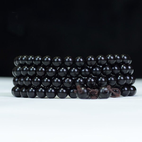 Black sandalwood ethnic style men's and women's bracelet with 108 prayer beads - Image 2