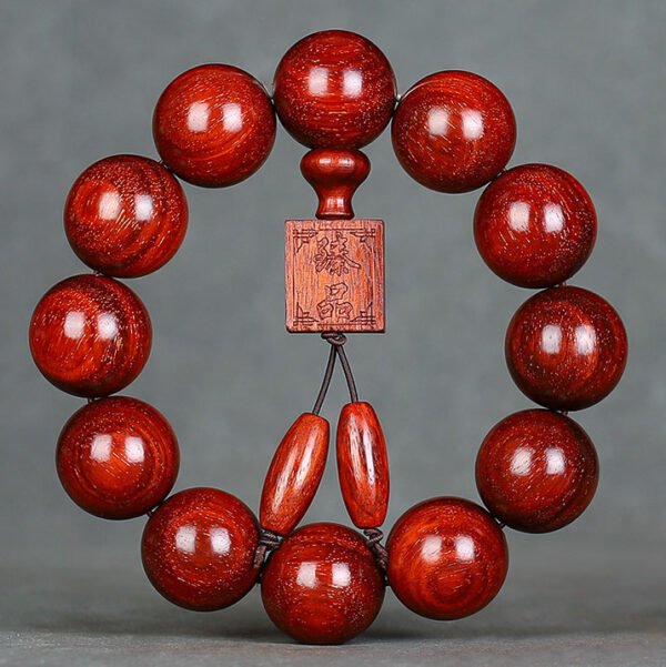 African full gold star small leaf red sandalwood bracelet high density blood sandalwood - natural wooden Buddhist rosary necklace, meditation prayer practice, Zen gift for men and women - Image 4